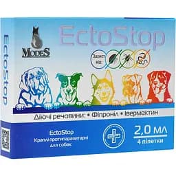 Противопаразитарные капли Modes EctoStop для собак 10-30 кг 2 мл