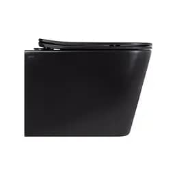 Унітаз підвісний Qtap Tern New Ultra Quiet безобідковий з сидінням Soft-close Black matt QT17332303ASMB, Чорний матовий - мініатюра 3