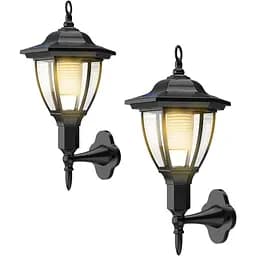 Сонячні настінні ліхтарі Moman, 2 упаковки зовнішніх охоронних світильників з датчиком руху, IP65 водонепроникний для гаража