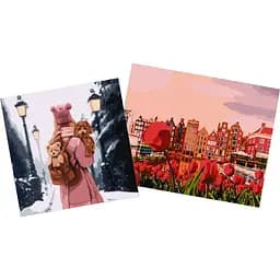 Набір для розпису по номерах Ideyka Вечірній Амстердам 40х50 см та Зимове місто 40х40 см (СKHO1393)