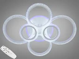 Стельова LED-люстра з пультом, диммером та підсвічуванням 105 Вт Diasha 2408/6WH LED 3color dimmer