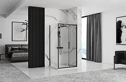 Душова кабіна Rea Rapid Fold 80x80 black REA-K6421 + REA-K6418, Чорний матовий, Універсальна, прозрачний, Чорний матовий - мініатюра 4