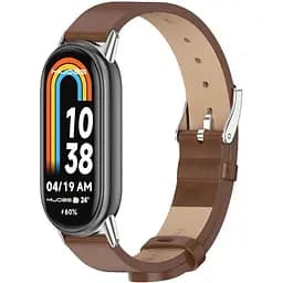 Кожаный ремешок Mijobs для фитнеса браслета Xiaomi Mi Smart Band 8 Brown Silver