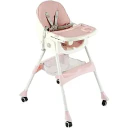 Стільчик для годування Toti 2 в 1 з регульованою спинкою та столиком, рожевий