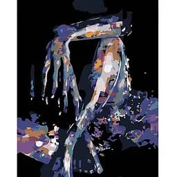 Набор для росписи по номерам Strateg Девушка в тени на черном фоне 40х50 см (AH1038)