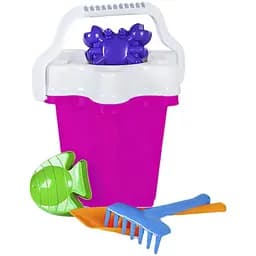 Пісочний набір Bamsic 012/5P з відерцем Квіточка-2 яскравий комплект із 6 елементів для ігор на вулиці, рожевий