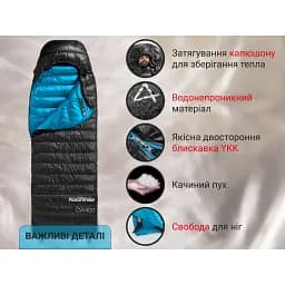Спальник з натуральним пухом Naturehike CW400 NH18C400-D розмір L чорно-блакитний - мініатюра 12