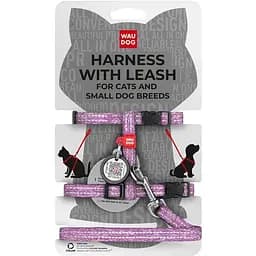 Шлея з повідцем Waudog Re-cotton з QR паспортом, з відновленої бавовни, світловідбиваюча, пластиковий фастекс, XS