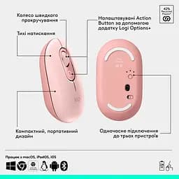 Комплект клавіатура та миша Logitech POP Icon Combo Bluetooth UA Rose [920-013142] [121100] - мініатюра 8