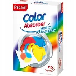 Серветки Рaclan Color Absorber для запобігання фарбування білизни під час прання, 15 шт. (5900942137510)