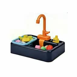 Мойка 388-5 течёт вода, посуда и продукты в наборе, на батарейках (6984809400374) Тёмно-синий