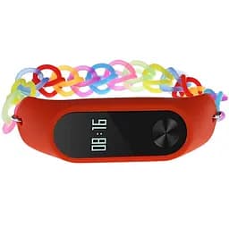 Ремінець Uwatch Fashion Rainbow Color Elastic Stretch Replacement Silicone Strap For Xiaomi Band 2 Red