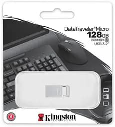USB Flash Kingston USB 3.2 DT Micro Metal 200Mb/s 128GB Silver - мініатюра 4
