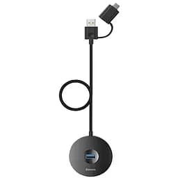 Мультипортовий адаптер USB Хаб Baseus Round Box Type-C + USB to 1 USB3.0 + 3 USB2.0 CAHUB-GA01 Black - мініатюра 5