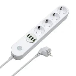 Мережевий фільтр живлення ColorWay (CW-CHE44W), 4 розетки/4USB White 2M (CW-CHE44W)
