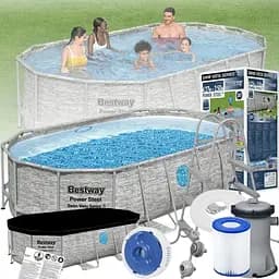 Сімейний овальний каркасний басейн Bestway 56716 549×274×122 см з фільтром та сходами на 13420 л - мініатюра 5