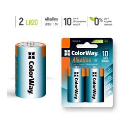 Батарейка ColorWay D LR20 Alkaline Power * 2 (CW-BALR20-2BL) - мініатюра 3