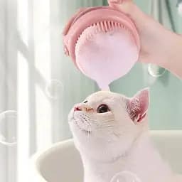 Щітка для миття тварин з дозатором Semi Cleaning Device Pink силіконова масажна - мініатюра 8