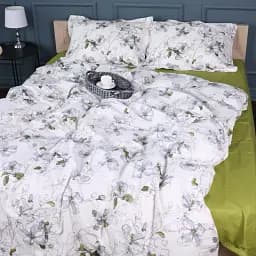 Комплект постільної білизни MirSon Поплін 00-1 Olive Flowers 110х140 см (2200009698972)
