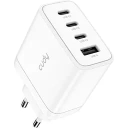 Зарядний пристрій 4xUSB 70W, (GaN, 1хUSB-C, QC+PD 3.0, вилка ЄС, для iPhone 12) , Cudy (CH70_EU)