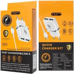 Зарядний блок і кабель Skydolphin SC-24 2 usb 2.4 ампера iPhone Lightning