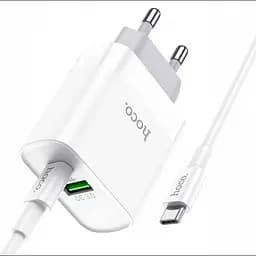 Адаптер мережевий HOCO C80A Type-C to Type-C cable rapido charger set C80A, 1USB/1Type-C, QC/PD, 20W, 3A Білий - мініатюра 4
