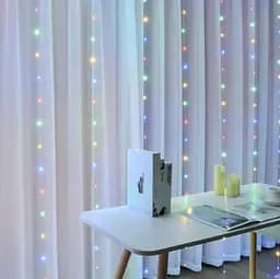 Новорічна світлодіодна гірлянда-штора Роса 2x2 м з 160 кольоровими LED-лампочками та живленням USB - мініатюра 5