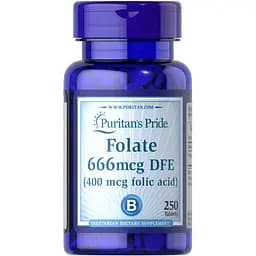 Фолієва кислота Puritan's Pride Folate 666 mcg DFE 250 таблеток