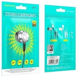 Навушники Borofone Platinum металеві універсальні earphones with microphone BM75 1.2m Hi-Fi чорні - мініатюра 2