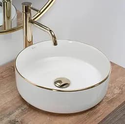 Умивальник Rea Sami 36x36 gold edge (REA-U6758) - мініатюра 6