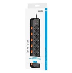 Сетевой фильтр-удлинитель 2E SP-6M-3SW-BK 3м, 6xТипF, 16A, 2xUSB-A, 1x USB-C - мініатюра 7