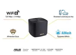 ASUS Маршрутизатор ZenWiFi XD4 3PK PLUS black AX1800 1xGE LAN 1x1GE WAN WPA3 OFDMA MESH - мініатюра 9