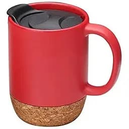 Керамічний кавовий кухоль OldBro REd 400 мл з ізольованим корковим дном і кришкою