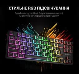 Клавіатура ігрова механічна GamePro MK-80R USB Red switch (Linear) RGB Black - мініатюра 8