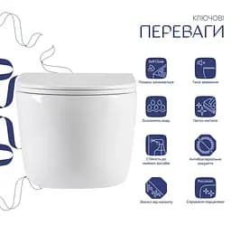 Унітаз підвісний Qtap Taurus Ultra Quiet, з сидінням Slim Duroplast / Soft-close / Quick Release QTTAU26W49116 - мініатюра 2