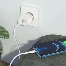 Зарядний - Адаптер мережевий BOROFONE Type-C to Lightning cable Easy Speed single port charger BA57A набір білий - мініатюра 5