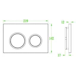 Панель змиву Koer KT-0605-01 220x140x12mm пластикова, кнопка кругла KR5317, Хром - мініатюра 3