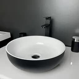 Умивальник накладна чаша Adamant Sunline New Black-White glossy d395x130мм 39,5 см - мініатюра 4