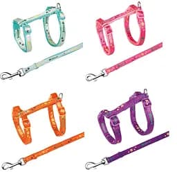 Шлея с поводком для кошек Trixie нейлон с рыбками 22-36х1х120 см 1 наб., в ассортименте