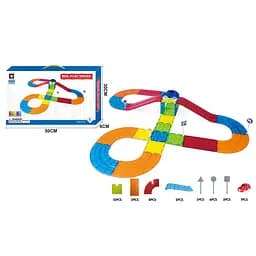 Трек 6003 машинка 8 см - едет,свет, дорожные знаки, 37 предм (6903317294787)