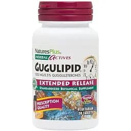 Гугуліпід Natures Plus Herbal Actives Gugulipid, 30 таблеток для підтримки рівня холестерину