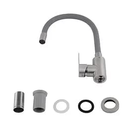 Змішувач для кухні Brinex Pure 015F3 з гнучким виливом Nickel/Grey BRIPUR015F3NKG - мініатюра 4