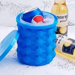 Силіконова форма відро для льоду з кришкою Ice Cube Maker Genie для охолодження напоїв Блакитний 88476 - мініатюра 7