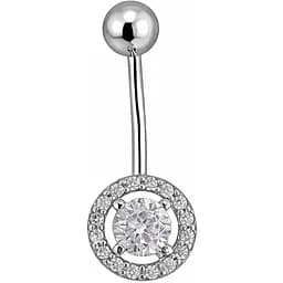 Серебряная серьга для пирсинга пупка з фианитами. 7032.1С