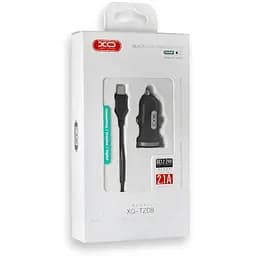 Автомобільний зарядний пристрій XO TZ08 2.1A/2 USB Type-C Cable Black - мініатюра 2