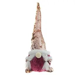 Мягкая новогодняя игрушка BonaDi Гном девочка 50 см Фигурка декоративная Пурпурная