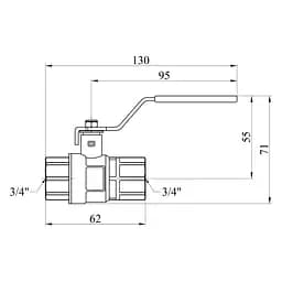 Кран кульовий Kroner 3/4" ВВ PN40 ручка, нікельований (CV033216) - мініатюра 3