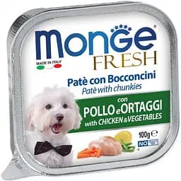 Влажный корм Monge Dog Fresh с курицей и овощами, 100 г