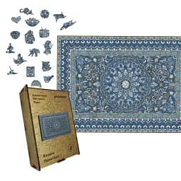 Дерев'яний фігурний пазл Лазуровий Килим, А5, Картонна коробка 35 елементів