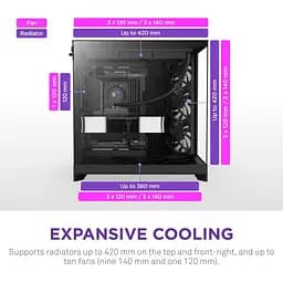 Корпус NZXT H9 Flow Tempered Glass без БЖ Black (CM-H92FB-01) - мініатюра 3